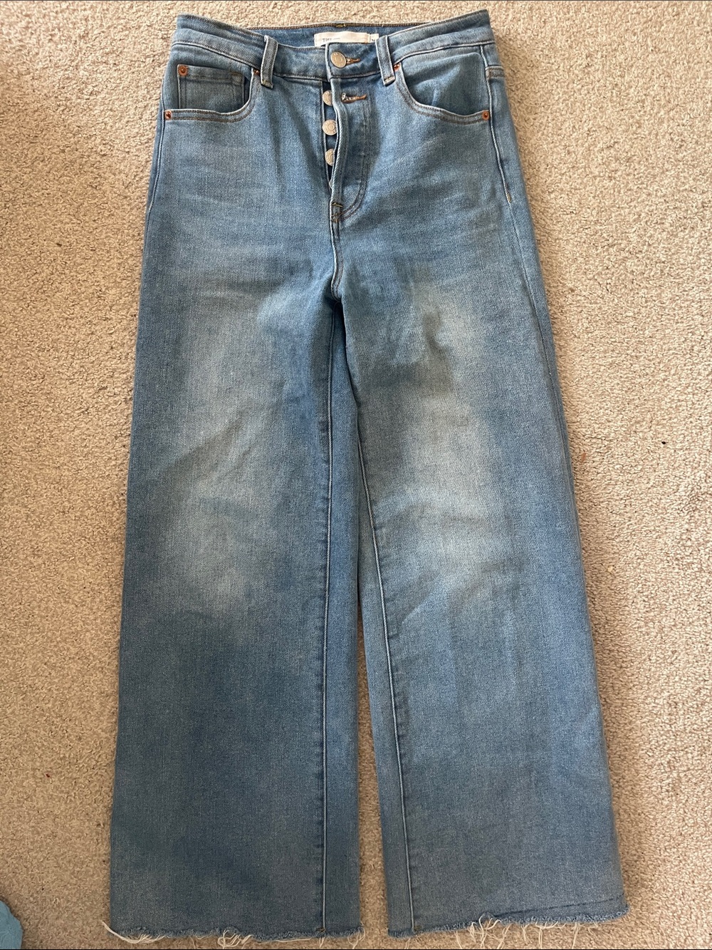 High-Rise Wide Leg Women's Cropped Jeans in Light Blue